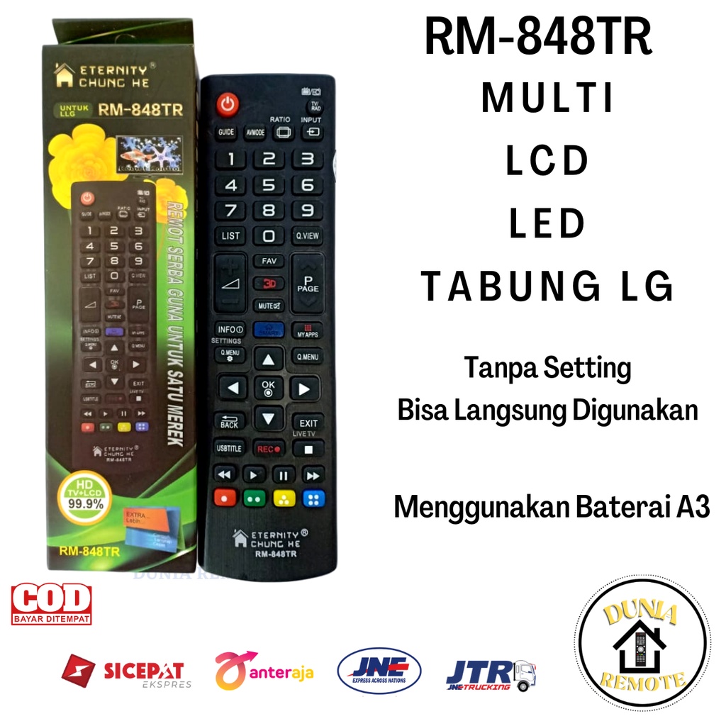 Remot Remote LG TV MULTI LCD LED PLASMA UNIVERSAL 848 Chung He tanpa setting