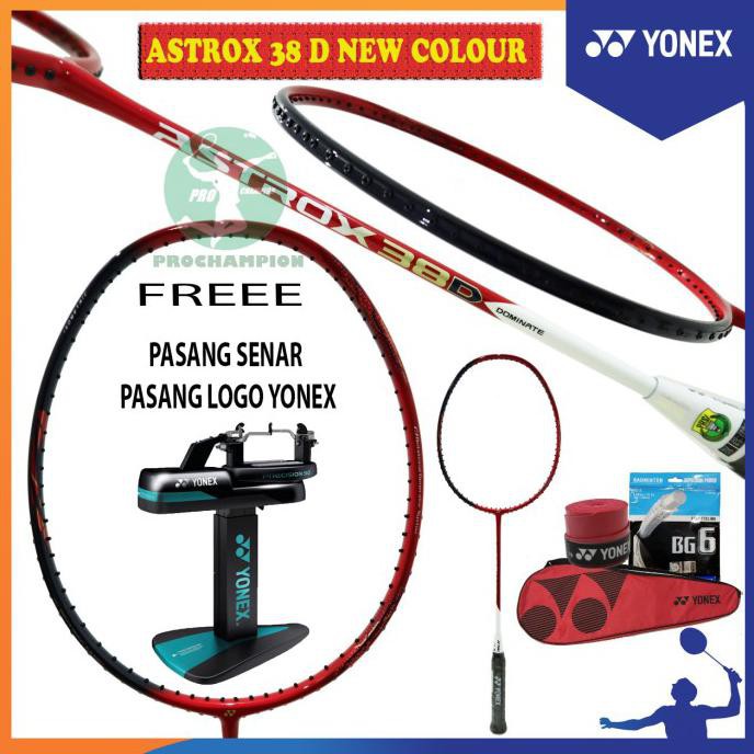 NEW COLOR YONEX ASTROX 38S 38 D GIDEON RAKET BADMINTON ORIGINAL - 38 D RED BLACK