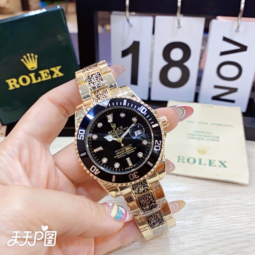 Jam tangan pria rolex submariner rantai corak batik Free box