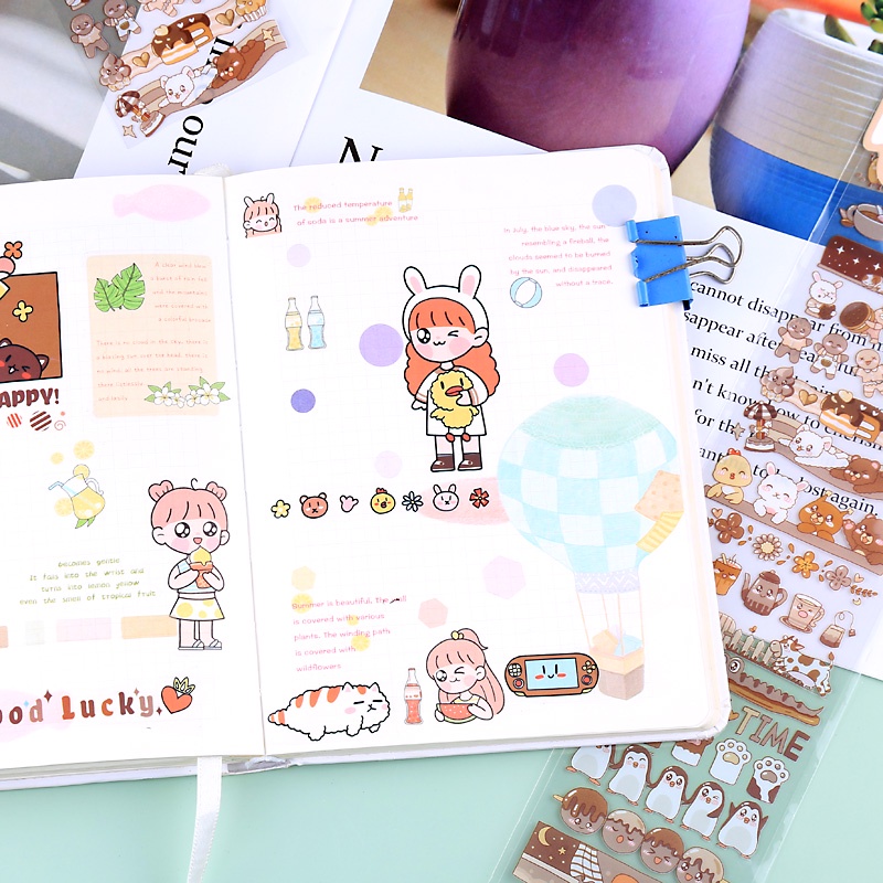 Japanese Cute Character Long Strip Sticker Girl Diary Handbook DIY Decoration Material