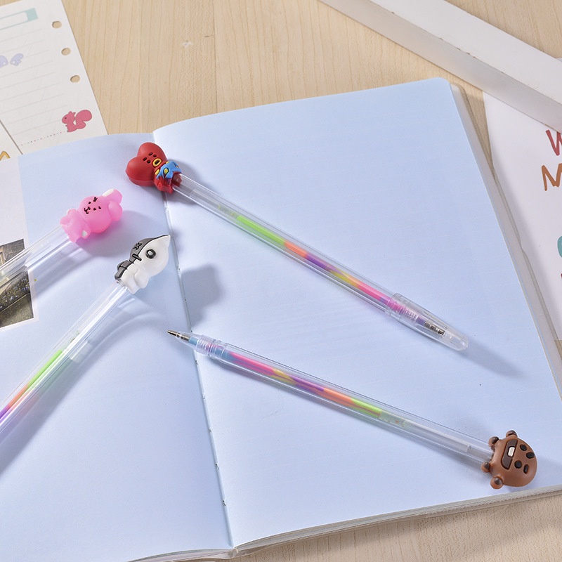 MoonLand Pena Warna-warni Multi Color Pelangi Rainbow Bolpen Pen Pulpen Karakter Army Bangtan 154