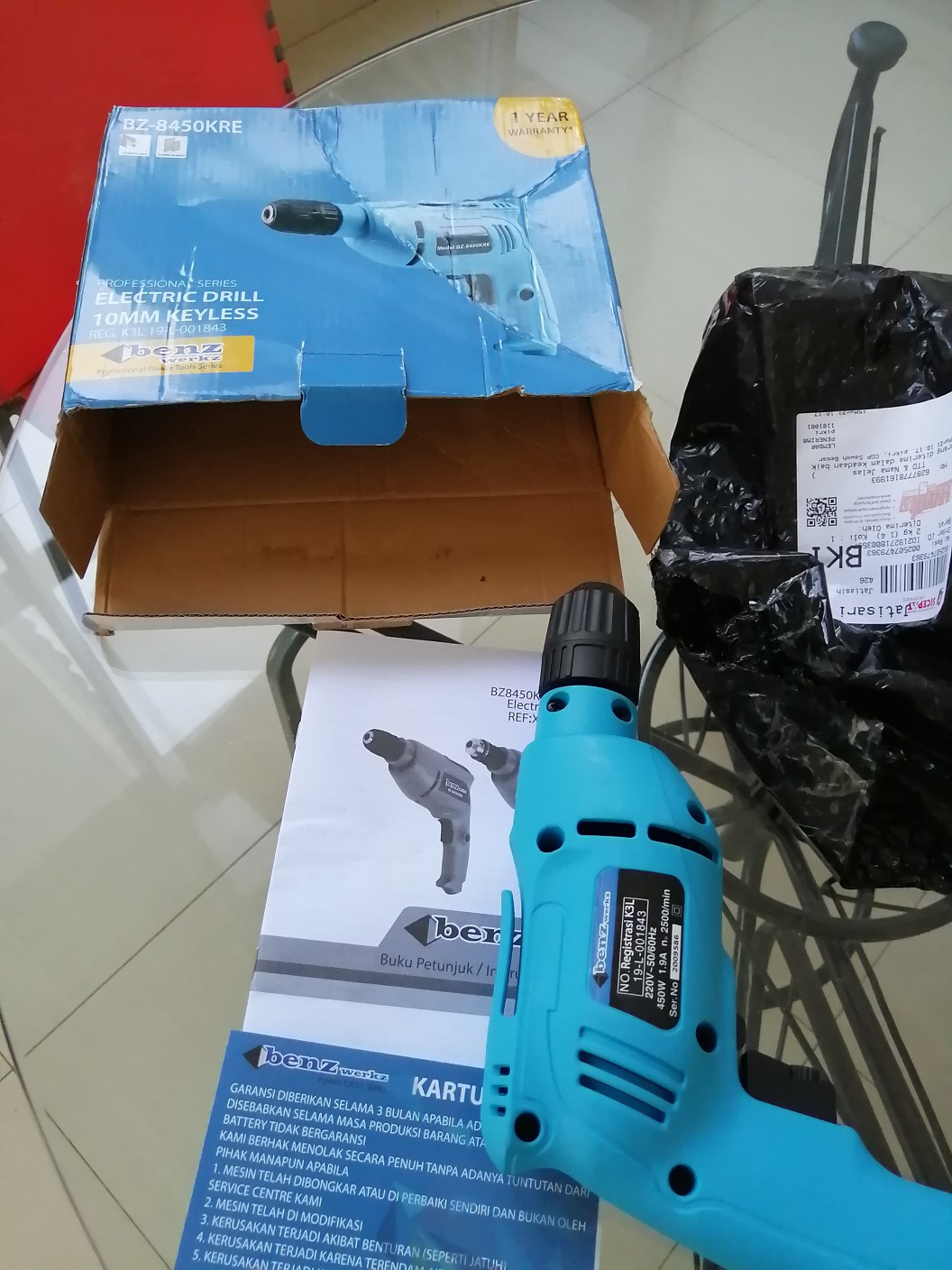 Mesin Bor 10 Mm Benz Electric Drill Keyless 10mm Benz Werkz