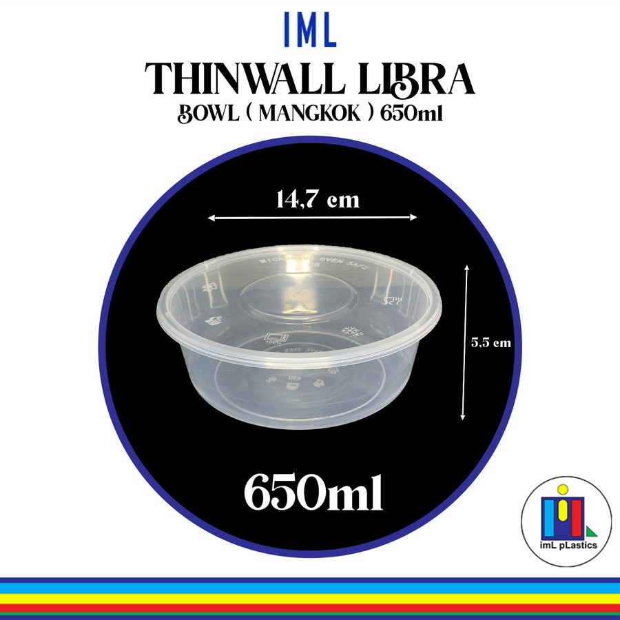 Kotak Makan Plastik THINWALL LIBRA BOWL MANGKOK 650ml-1 set 25pcs