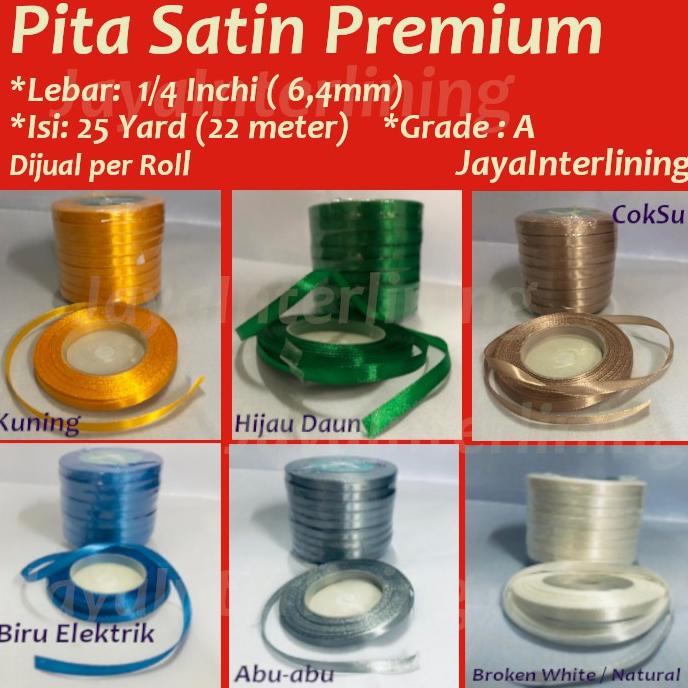 

Pita Satin Ribbon Satin Roll Premium 1/4 Inchi 6,4Mm