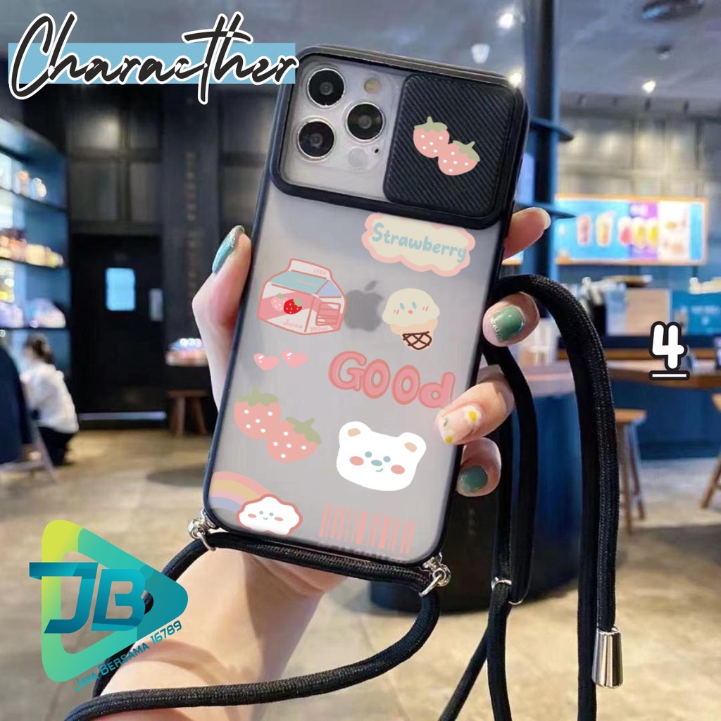 SOFTCASE SLINGCASE SLIDE PELINDUNG KAMERA KARTUN SAMSUNG OPPO VIVO REALME IPHONE XIAOMI FOR ALL TYPE JB4846