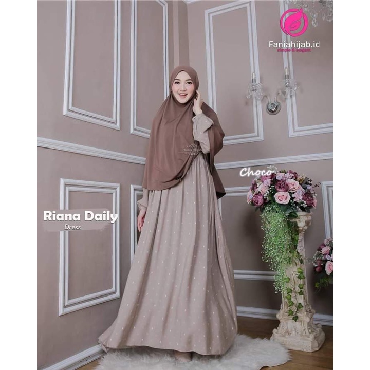 RIANA MOTIF LOVE CHOCO BY FANIA HIJAB DRESS DAILY DRESS FANIA