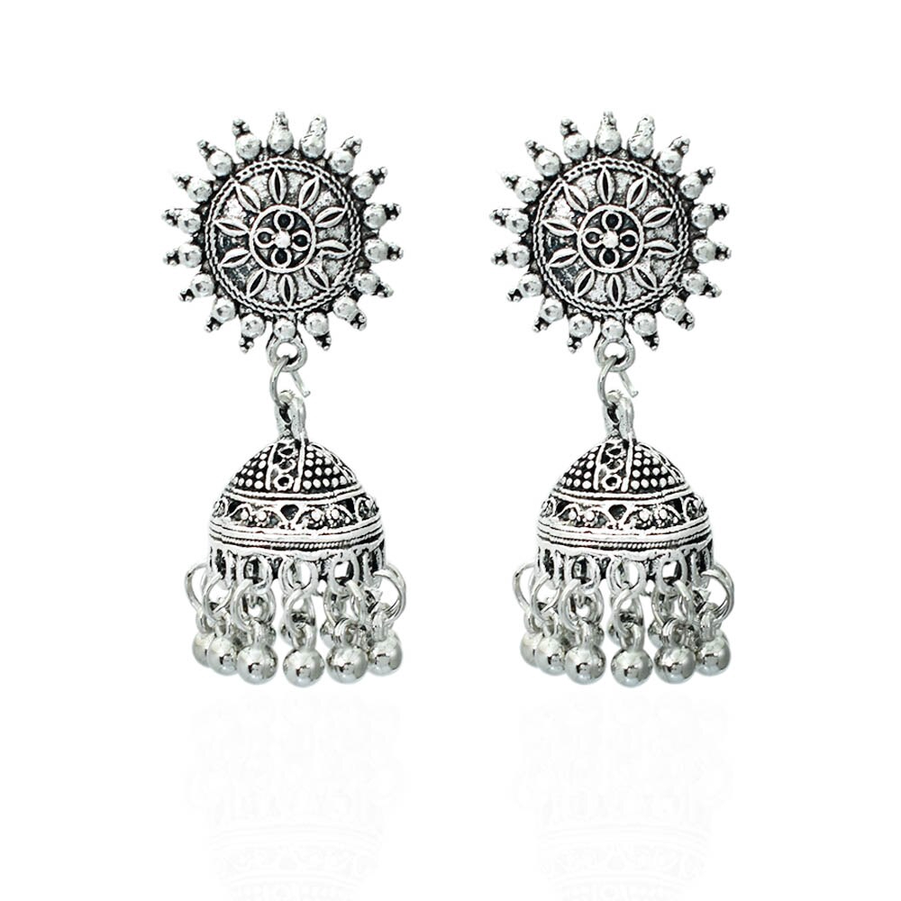 Anting Rumbai Manik-Manik Antik Warna Emas Perak Gaya Vintage Indian Tribal Untuk Wanita