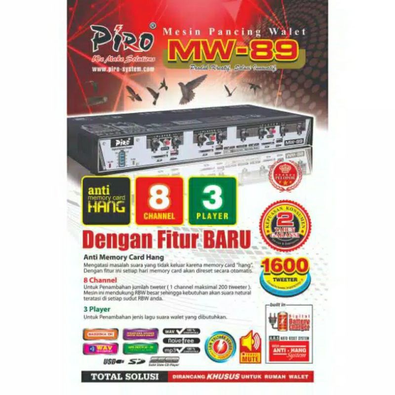 Paket Ampli Walet Piro MW 89 + Timer Piro untuk On Off Channel Suara Panggil