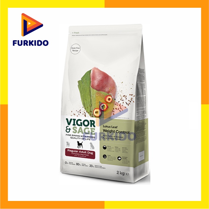 Vigor &amp; Sage Lotus Leaf Weight Control Regular Adult Dog Food 2 Kg