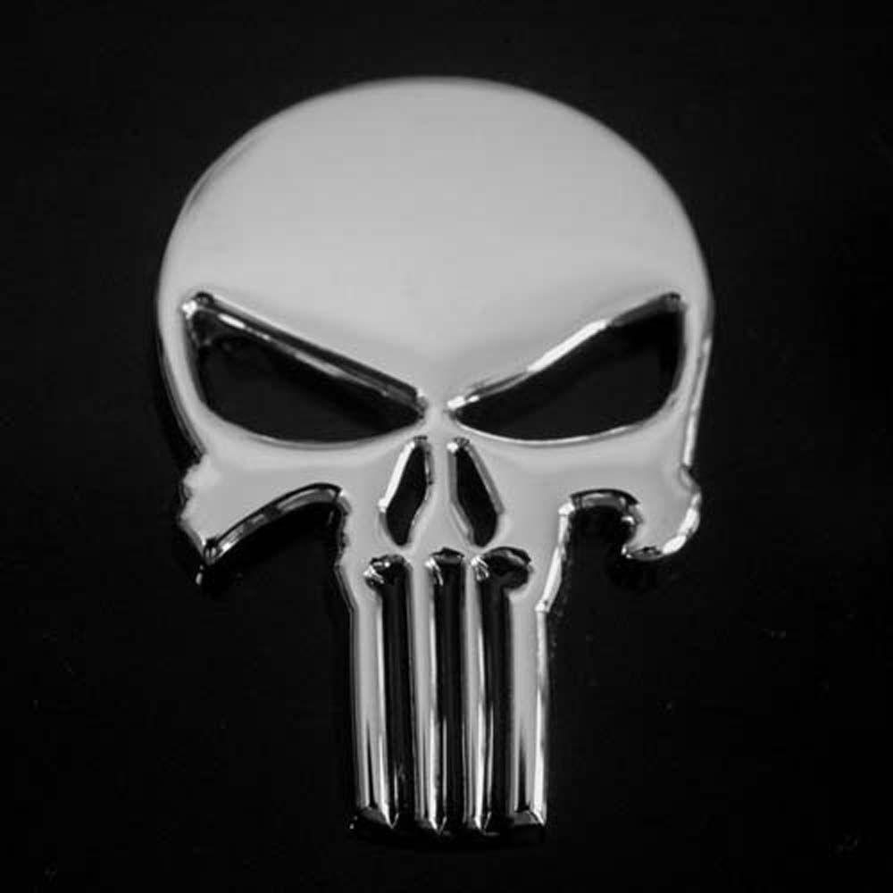 Lanfy Stiker Mobil Hitam Sliver Metal Skeleton Skull Decal Punisher Skull Emblem Punisher Emblem Auto Decal Mobil Styling