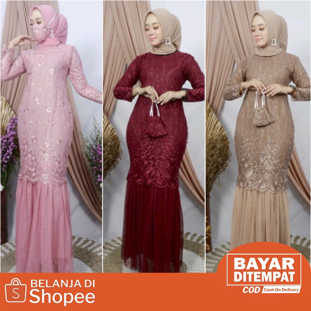 (NEW) GAMIS DUYUNG BRUKAT TILE MUTIARA / GAMIS PESTA / GAMIS FASHION MODERN TERBARU / KEBAYA MODERN / BAJU GAMIS / MAXI DRESS / GAMIS MUSLIM / GAMIS BUSUI MUSLIMAH / #LVTUTU