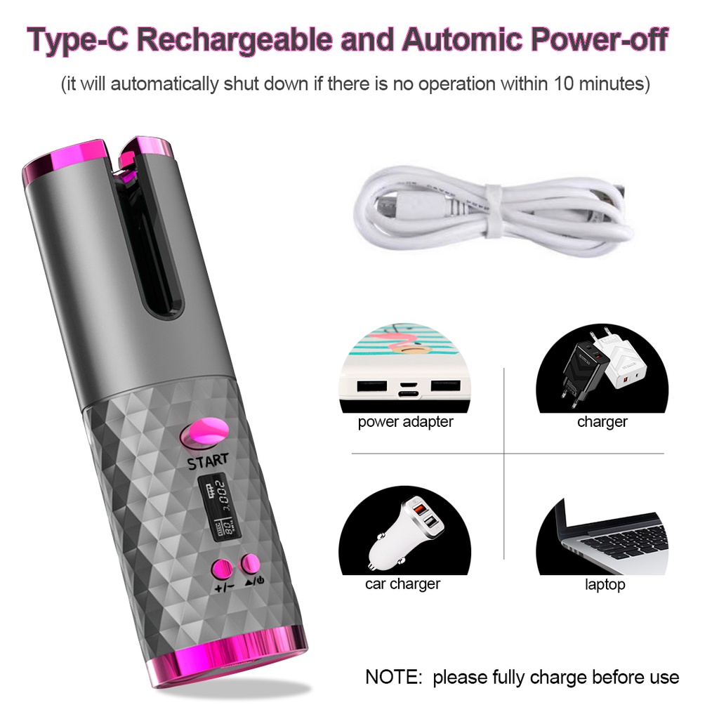 BENCO Catokan Keriting Portable 5000mAh Tanpa Kabel Curling Iron