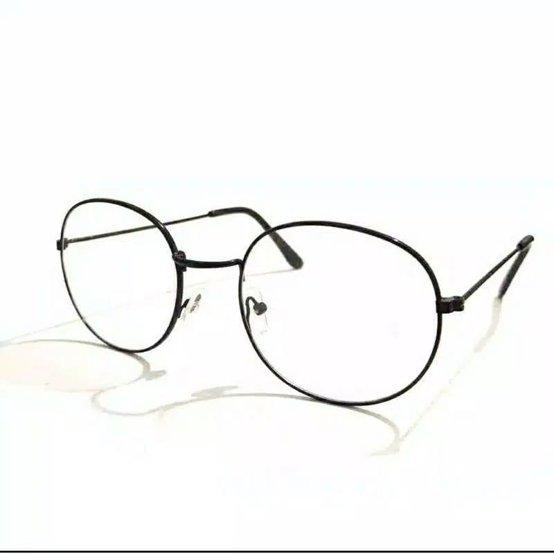 Kacamata Wanita Lensa Rangka Transparan Retro Vintage Metal Frame Eyeglasses-HITAM