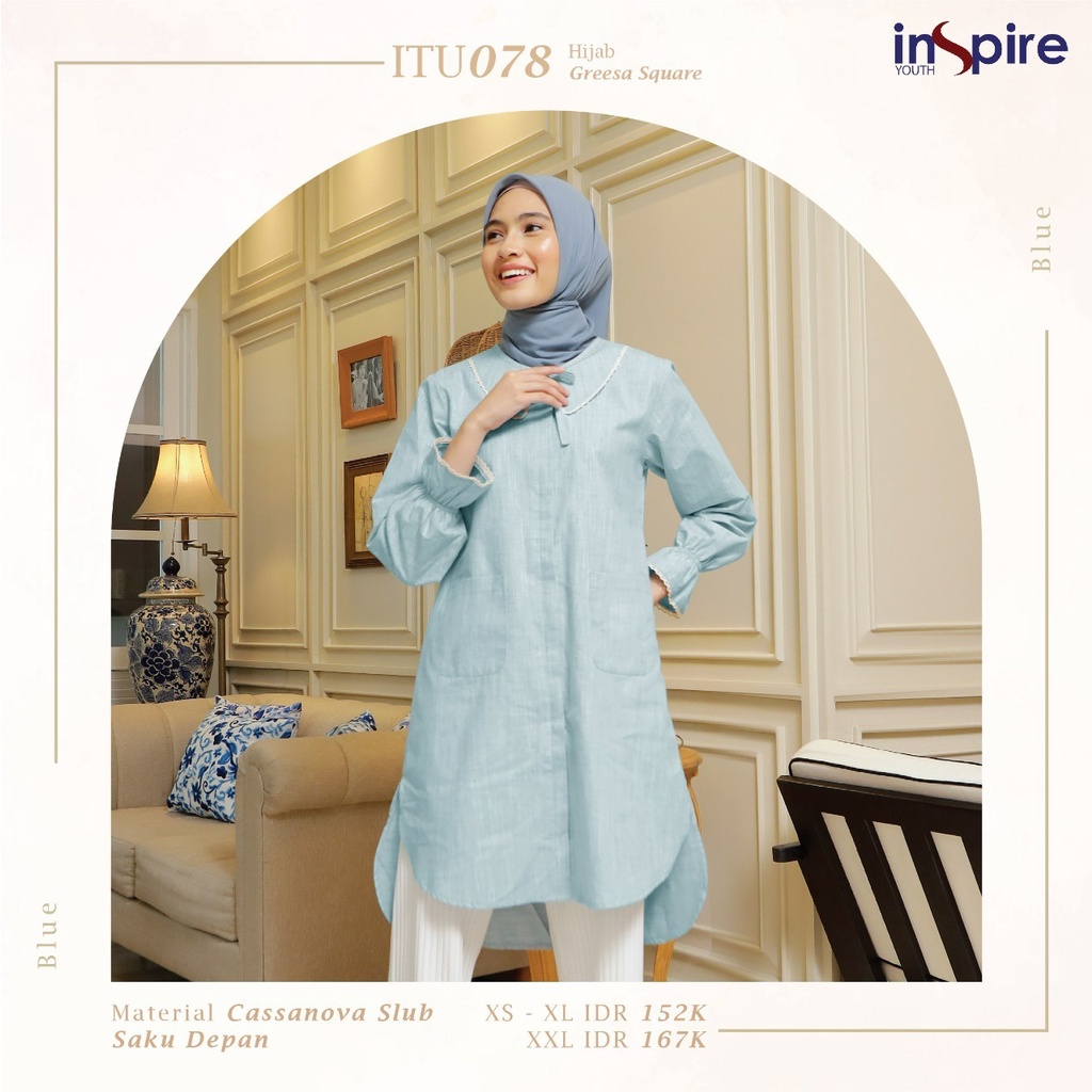 Inspire Tunik ITU 78 Bahan Cassanova Slub Atasan Wanita Casual Outfit Modern Kekinian