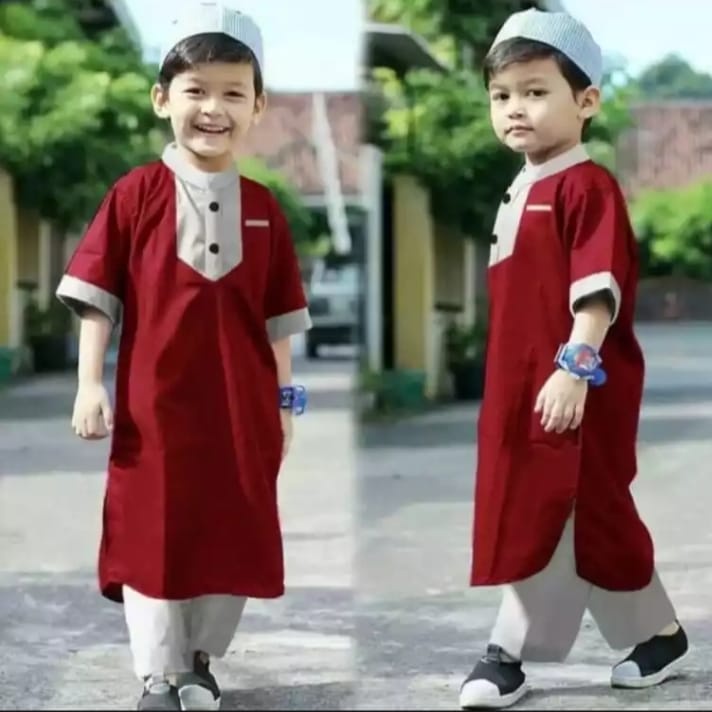 Baju Koko Anak Laki Laki Model Pakistan Terbaru 2022 Bonus Peci / Kurta / Baju Setelan / Baju Taqwa 