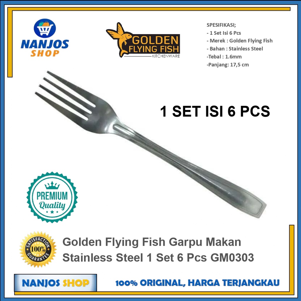 Golden Flying Fish Garpu Makan Stainless Steel 1 Set 6 Pcs GM0303