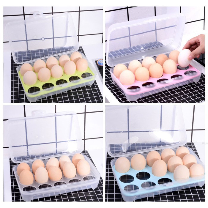 KOTAK TEMPAT BOX TELUR 15 LUBANG SEKAT STORAGE EGG ORGANIZER PRAKTIS