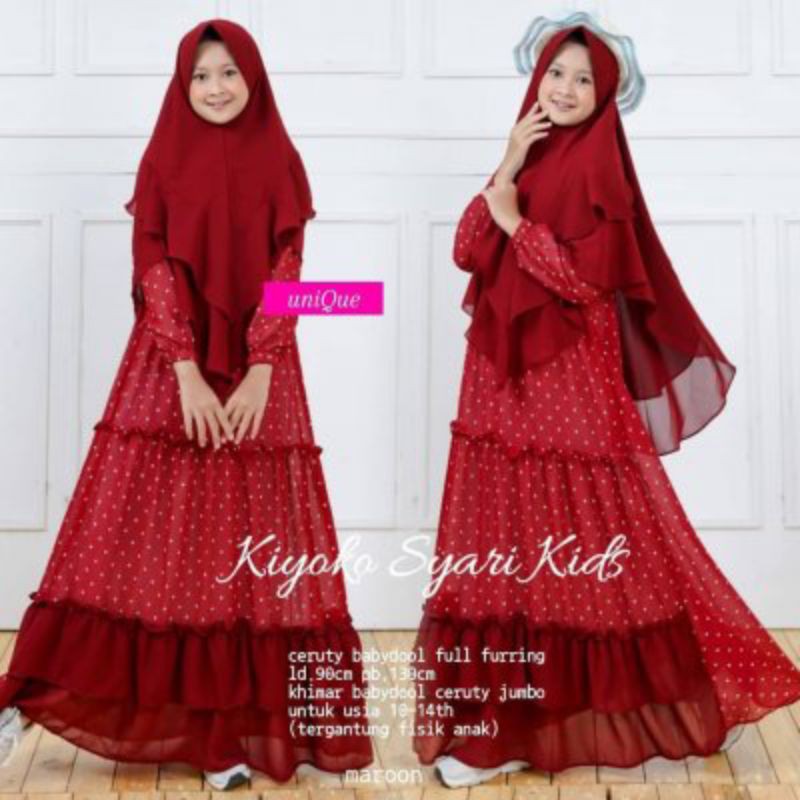 SL Kiyoko Syari Kids/gamis muslim/gamis anak/gamis remaja/gamis usia 9-15 tahun/gamis lebaran
