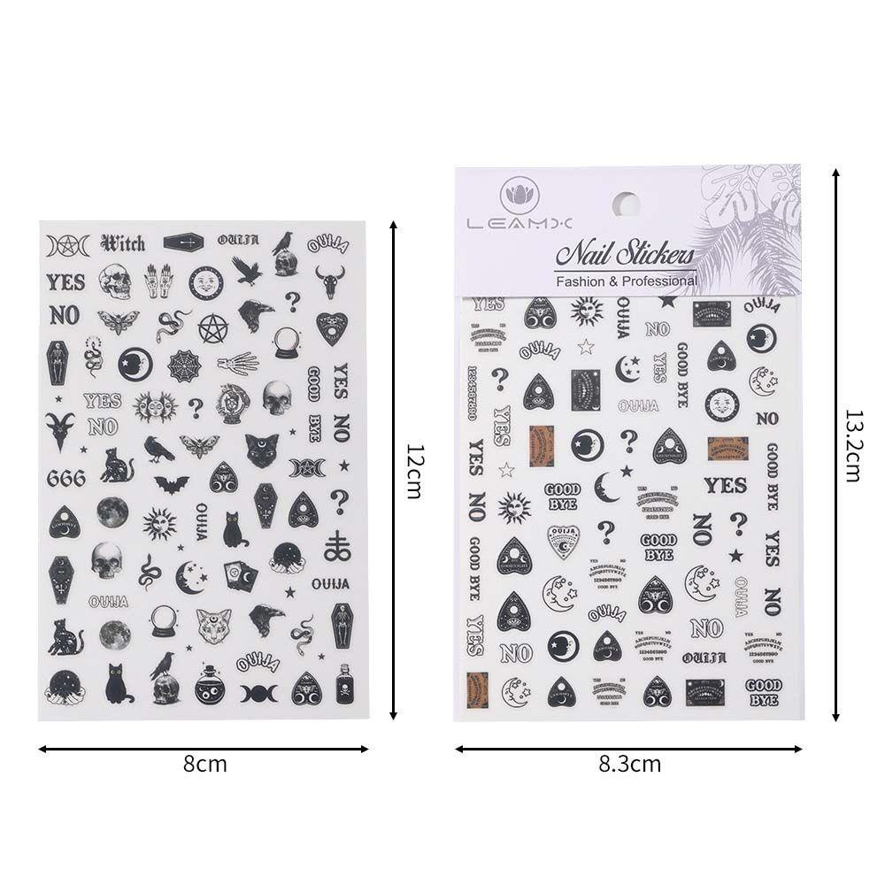 [Elegan] Halloween Stiker Kuku Wanita Perekat Diri Spider Skeleton Bears Nail Art Dekorasi