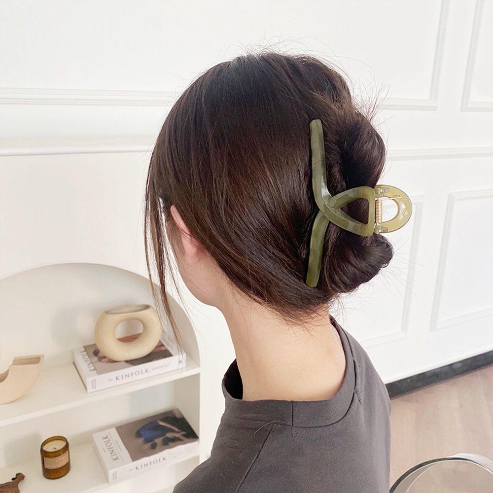 Agustinina Korea Klip Rambut Elegan Akrilik Belakang Kepala Ponytail Clip Hiasan Kepala Lady Wanita Jepit Rambut