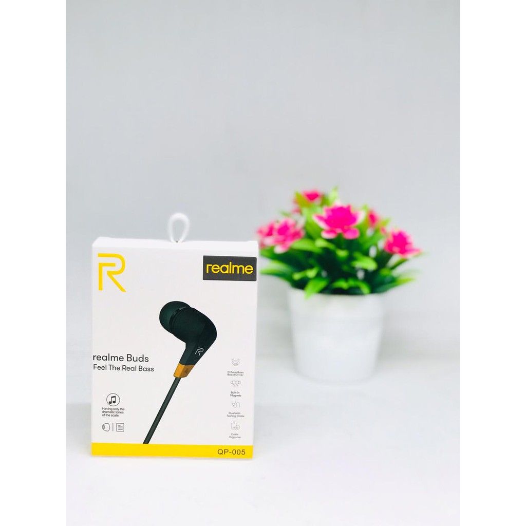 Handsfree Headset Realme QP-005 Stereo Earphone 3.5mm Audio Jack Universal Super Bass