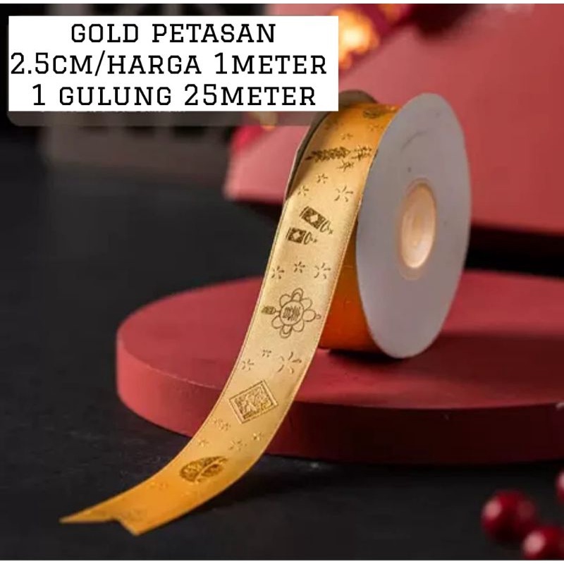 PITA RIBBON 2.5CM SINCIA GOLD MERAH PITA IMLEK