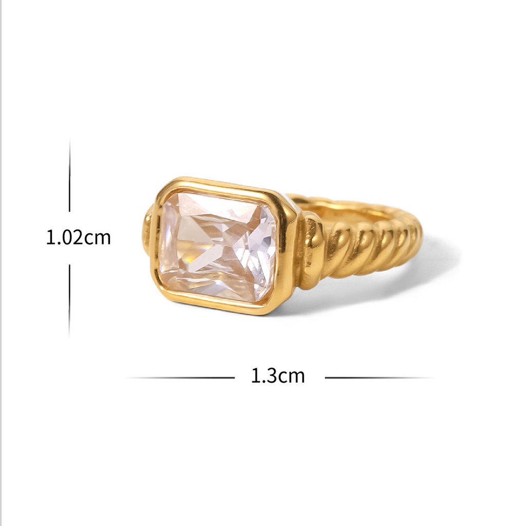 Cincin Batu Permata High-End Mewah Ringan Perempuan Fashion Cincin Desain Niche Unik All-Match Temperamen T