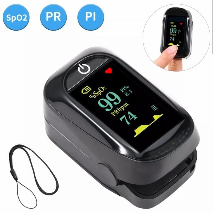 Fingertip Pulse Oximeter Oxymeter SpO2 & PR Black, LCD Display inovvt90 Kualitas Baik