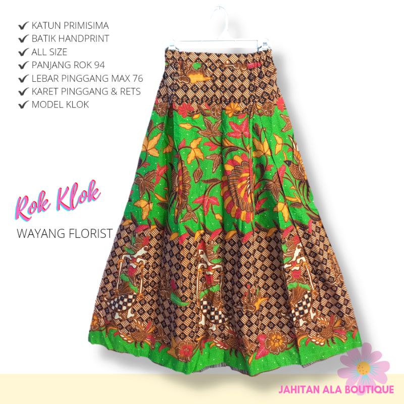 ROK KLOK Batik Panjang Motif Wayang - Bawahan Rok Wanita Model Lebar
