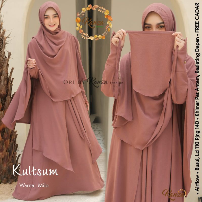 terbaru Gamis muslimah set cadar bandana KULTSUM SYAR'I BY KANZA FASHION