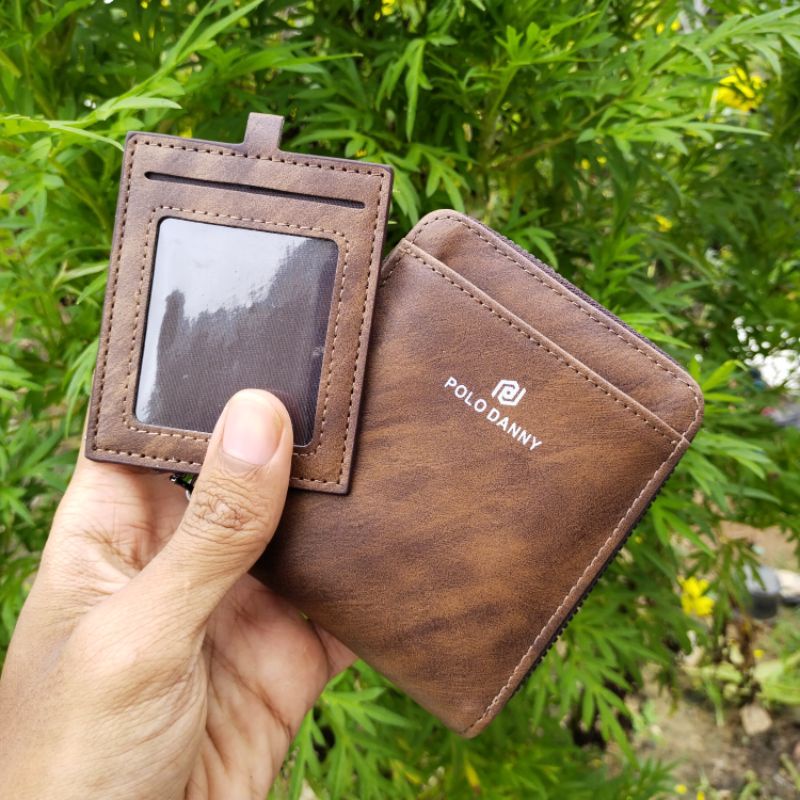 Dompet PoloDanny Kulit Premium Model Resleting free kartu kalung