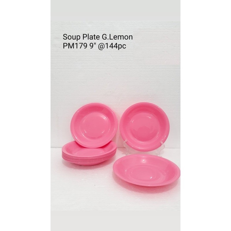 Piring Makan Plastik Tebal Golden Lemon PM 179 / Piring Golden Sunkist Warna Pink