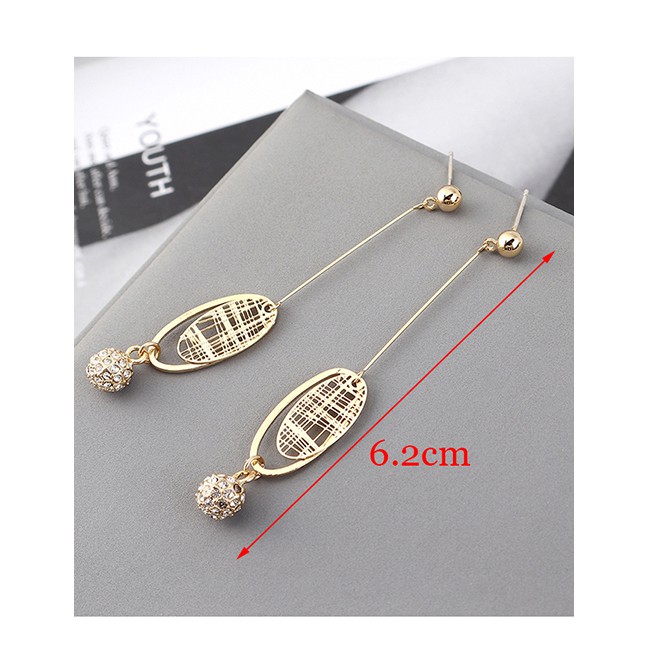LRC Anting Tusuk Fashion Plated Gold Ball S925 Silver Needle Stud Earrings Y62564