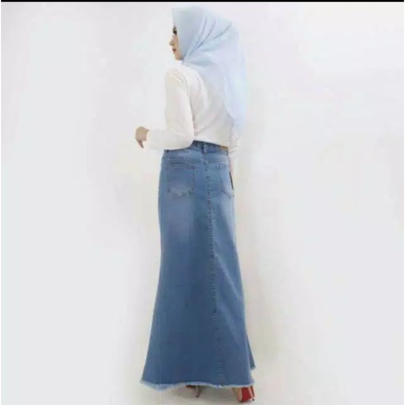 Jimnjim - rok jeans panjang model duyung import-2
