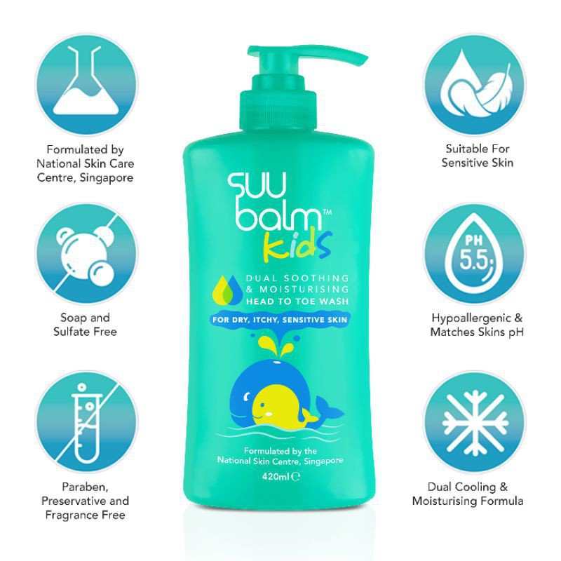 Suu Balm Body Wash Baby Kids Dry Itchy Sensitive 420 Ml