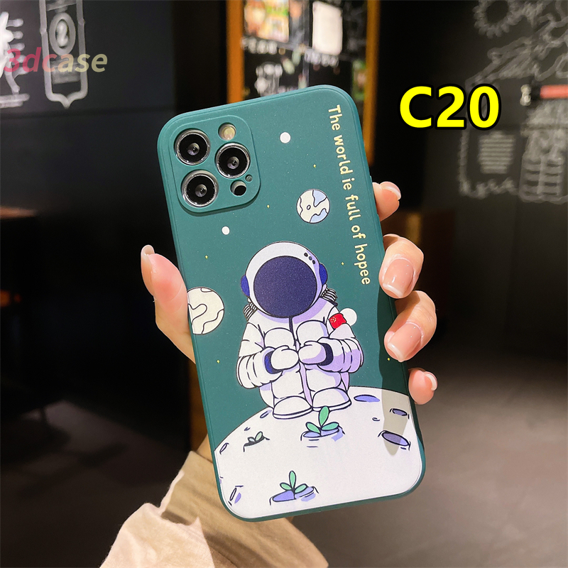 Soft Casing Case VIVO Y20 Y12S Y21 2021 Y20S Y20i Y53 Y51 2020 Y31 2021 Y12 Y21S Y12A Y20A Y20G Y30G Y12G Y30 Y51S Y53S Y91C Y33S Y91 Y17 Y93 Y50 Y72 Y52 Y51A Y30i Y12i Y11S Y15 Y95 Y11 Y90 Y91i A16 A15 A54  Cute Astronaut Moon Rocket Planet Cover