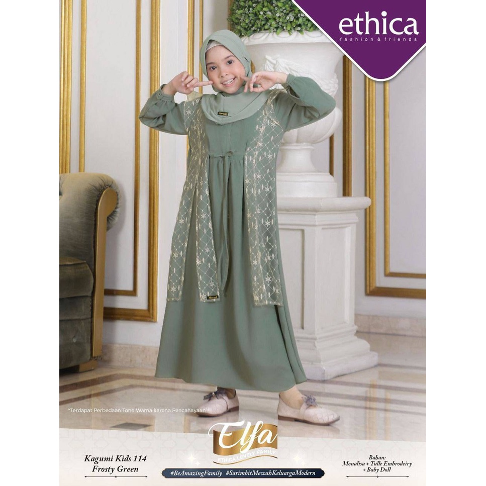 GAMIS ANAK TERBARU 2022 ETHICA ELFA KAGUMI KIDS 114 FROSTY GREEN