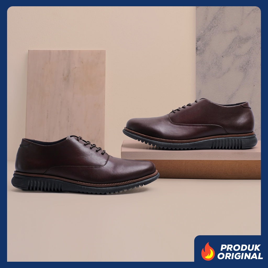 LONDON 2.0 BROWN ORIGINAL x KENZIOS Sepatu Kulit Sapi Asli Coklat Pria Formal Pantofel Tali Kerja Kantor Dinas Resmi Guru Kantoran Pesta Undangan Wedding Kondangan Nikah Wisuda Kuliah Semi Casual Derby Oxford Genuine Leather Kenzio Footwear Keren Kekinian