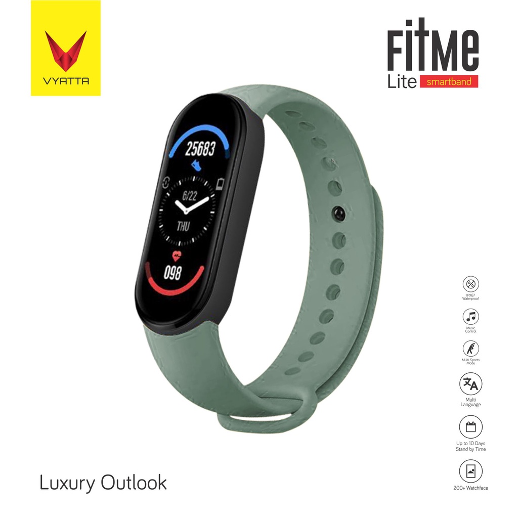 VYATTA FitMe Lite New Smartband - 200+Watchface, Sport Mode, IP67,SPO2-Light green