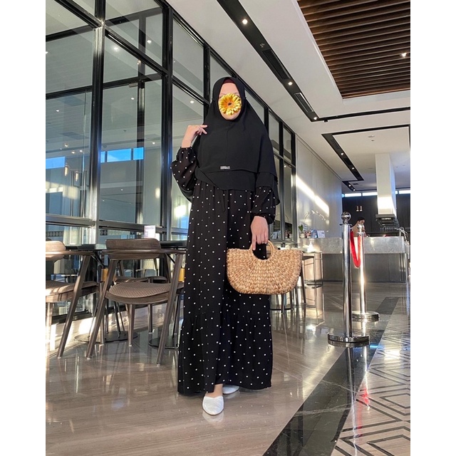 VINKA POLKA vol.2  DRESS / GAMIS RAYON POLKADOT PREMIUM / HOMEYDRESS POLKADOT HITAM BLACK MAROON NAVY-1