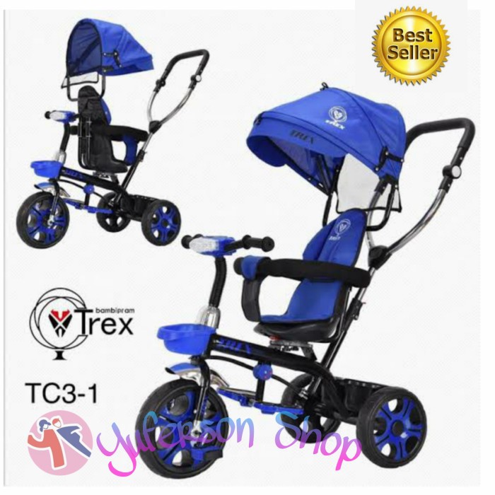 Sepeda Anak Roda 3 Trex Dorongan dan Bangku bisa Putar 180 drajat