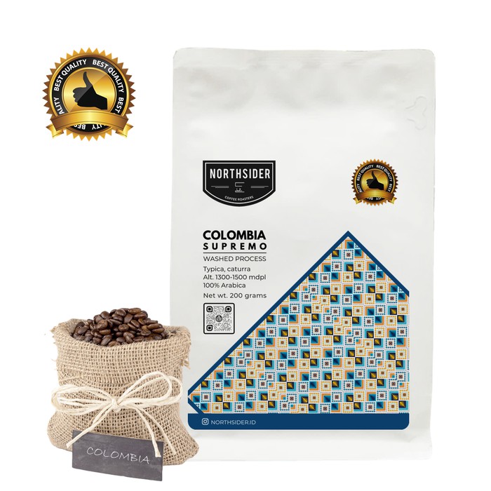 

BIJI KOPI ARABICA COLOMBIA SUPREMO WASHED 200GR NORTHSIDER COFFEE - kkp1145
