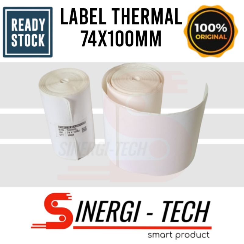 

KERTAS STICKER LABEL THERMAL 74x100mm WITH GAP - ISI 100 pcs (White)