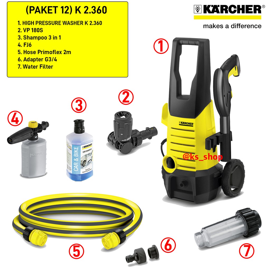 Karcher K2 360 | Karcher K2.360 | K 2.360 | Karcher High Pressure Cleaner K2.360 | Paket 7