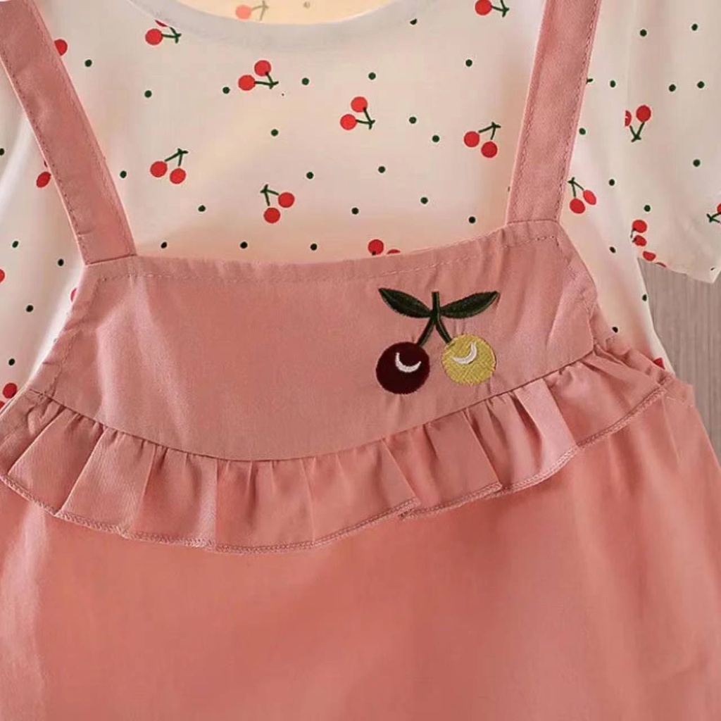 KF CAT Dres Model Jumpsuit anak perempuan motif Cherry Lucu  bahan cotton super lembut fashion high quality 100% Import-8