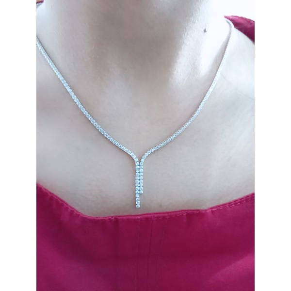 KALUNG PERAK ASLI LAPIS EMAS 925/KALUNG LISTRING  MATA PUTIH FUL/KALUNG ASLI SILVER/KALUNG FASHION WANITA