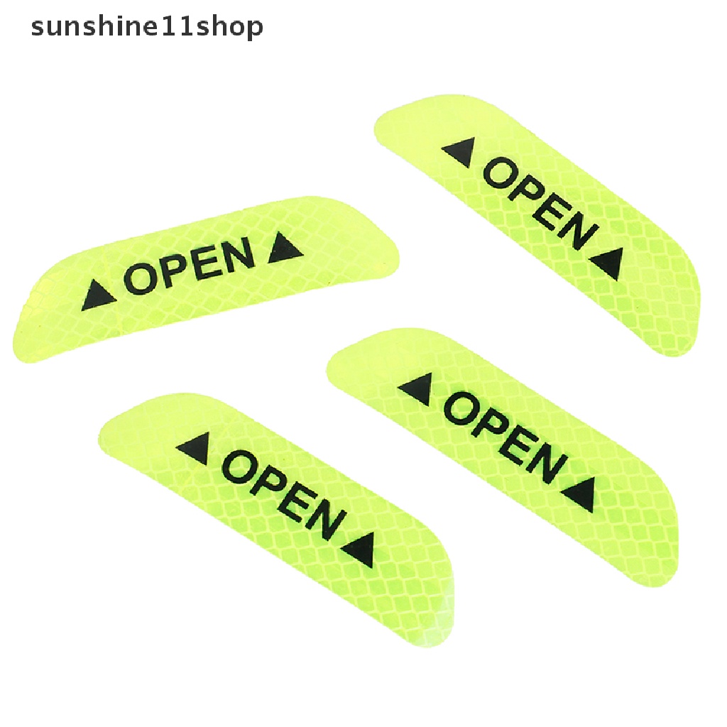 Sho 4pcs Stiker tape Reflektor Warna Hijau Fluorescent Untuk Pintu Mobil