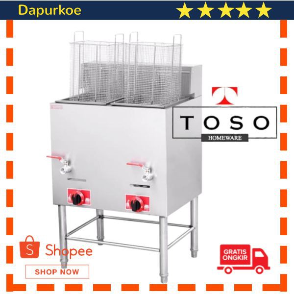 Grosir 2 Fryer 2 Basket Standing Gas Deep Fryer Crown Kompor Penggorengan Elegan