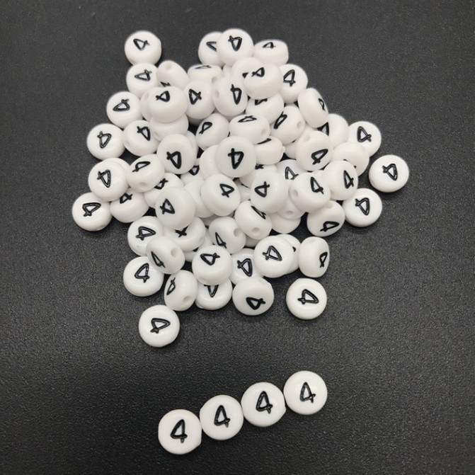 200Pcs Manik-Manik Bulat Angka 0-9 &quot;4x7mm Bahan Akrilik Untuk Membuat Perhiasan Gelang DIY