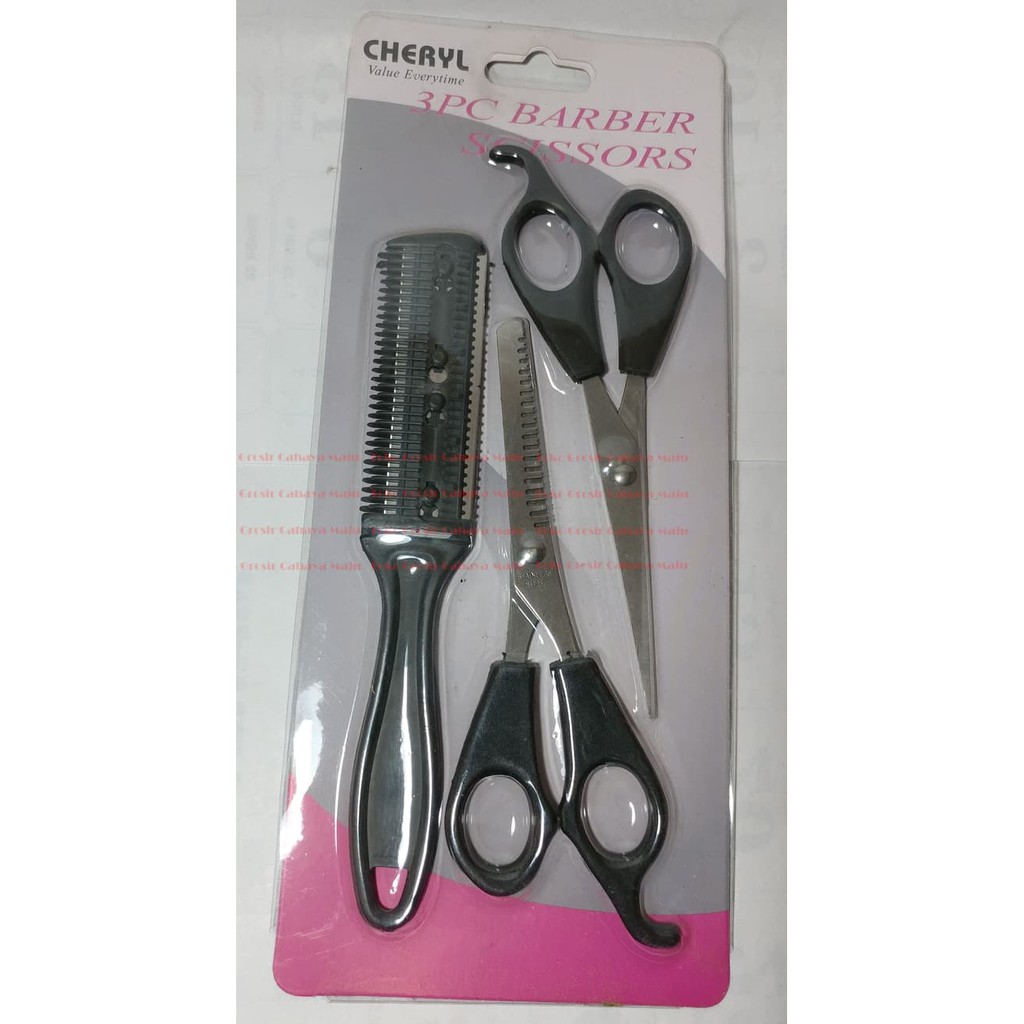 Gunting Rambut Set Cheryl 3 pcs gunting ,sisir silet dan gunting sasak